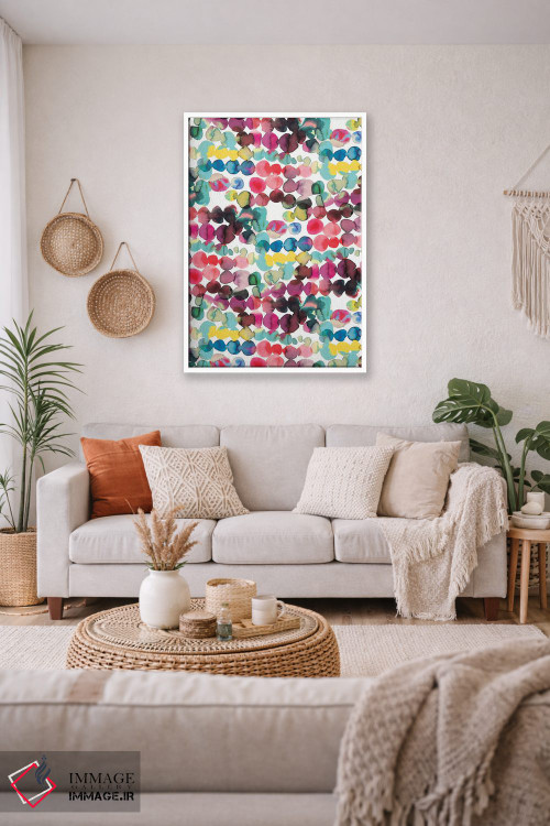 تابلو انتزاعی نقاط مرکب پخش شونده چندرنگ اثر نینولا دیزاین - D2W