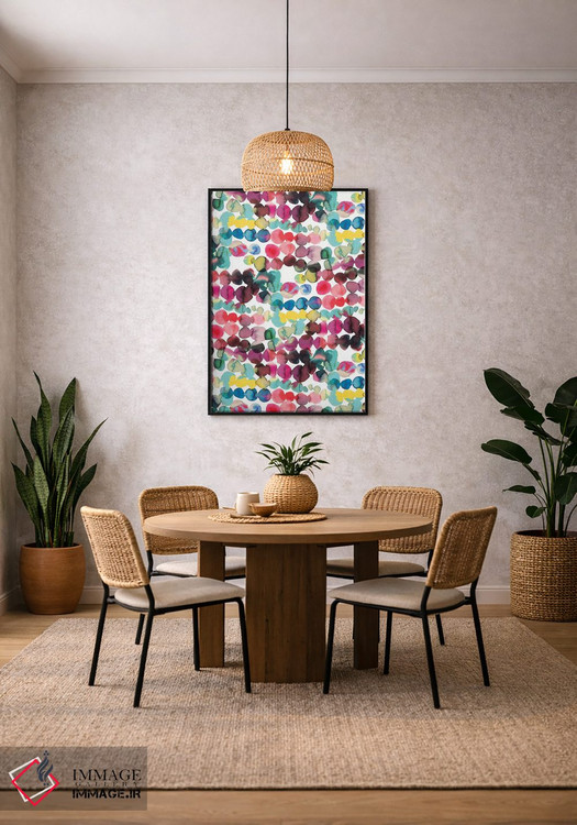 تابلو انتزاعی نقاط مرکب پخش شونده چندرنگ اثر نینولا دیزاین - D5B