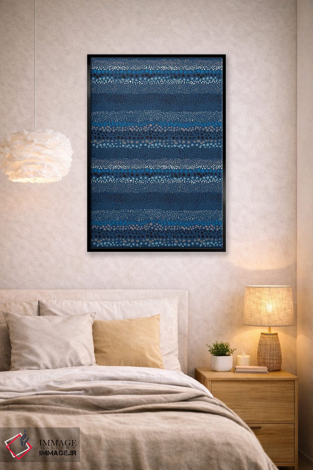 تابلو انتزاعی نقاط بافت دار کوچک سرمه ای اثر نینولا دیزاین - D1B