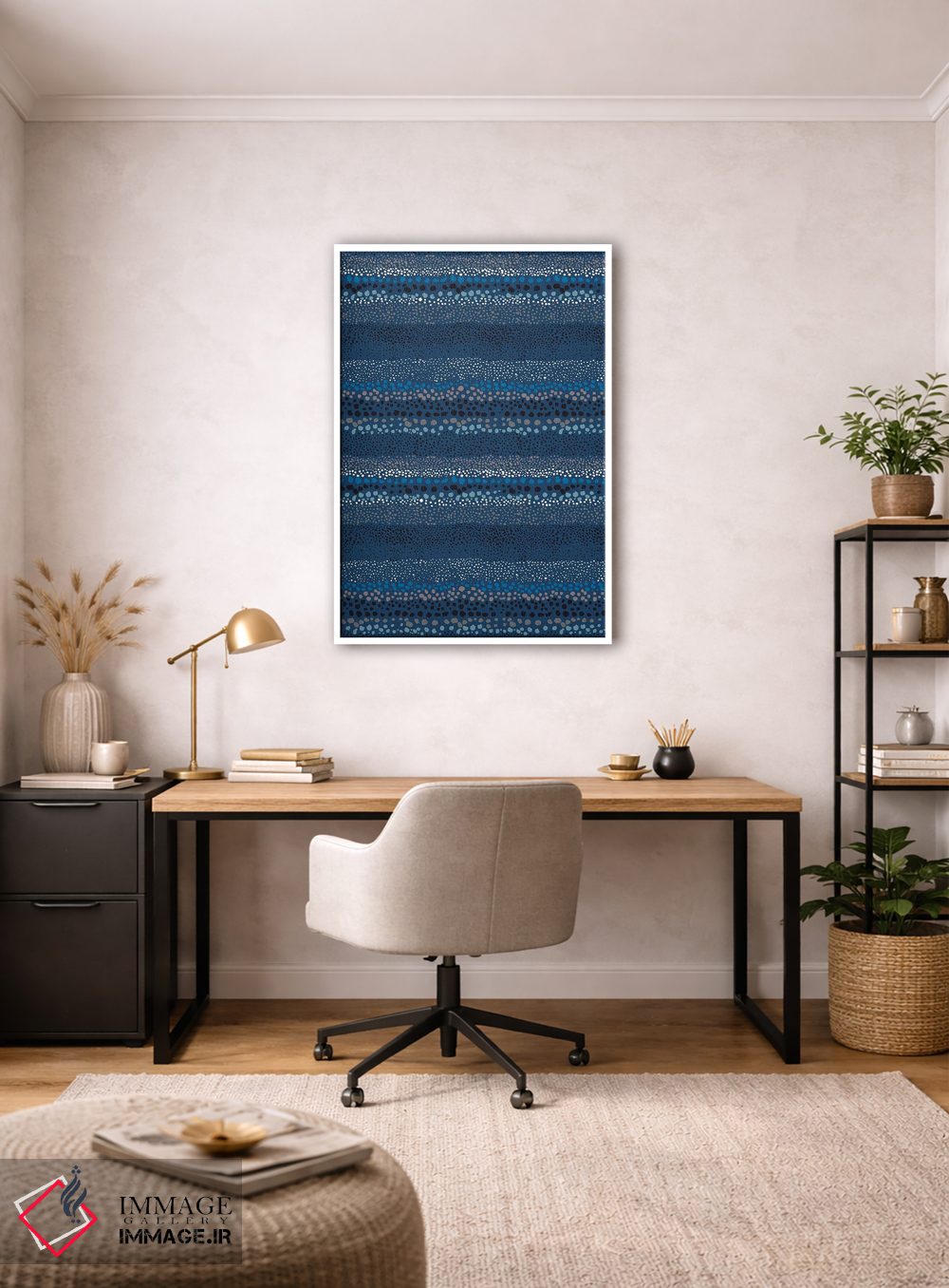 تابلو انتزاعی نقاط بافت دار کوچک سرمه ای اثر نینولا دیزاین - D3W