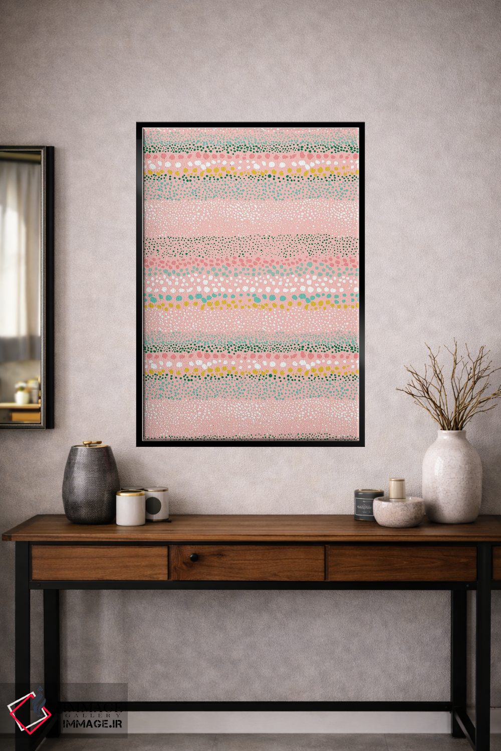 تابلو انتزاعی نقاط بافت دار کوچک صورتی اثر نینولا دیزاین - D1B