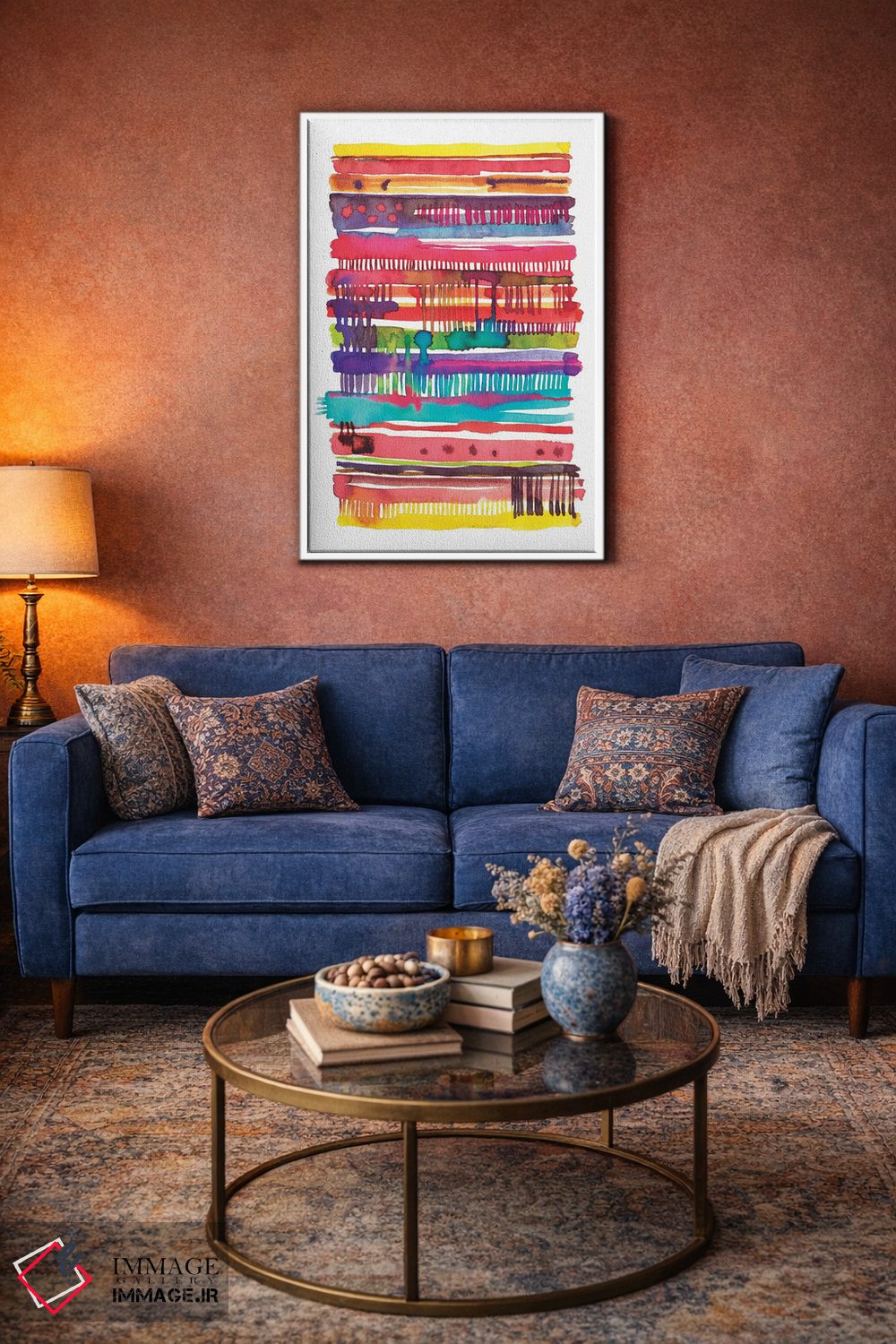 تابلو انتزاعی خطوط نامنظم آبرنگی واینیکا اثر نینولا دیزاین - D2W