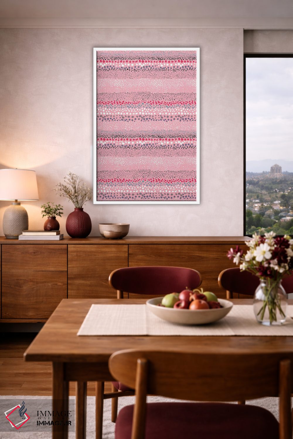 تابلو انتزاعی نقاط بافت دار کوچک رز اثر نینولا دیزاین - D4W