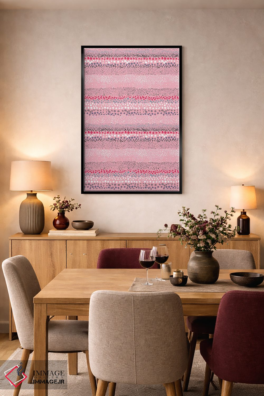 تابلو انتزاعی نقاط بافت دار کوچک رز اثر نینولا دیزاین - D5B