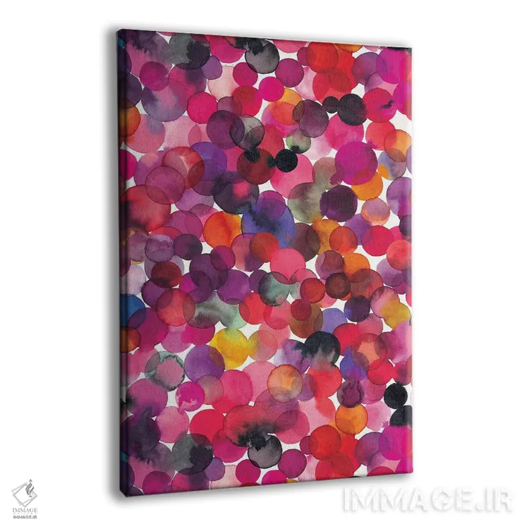 تابلو انتزاعی نقاط آبرنگی همپوشانی چندرنگ اثر نینولا دیزاین - نمای پرسپکتیو محصول