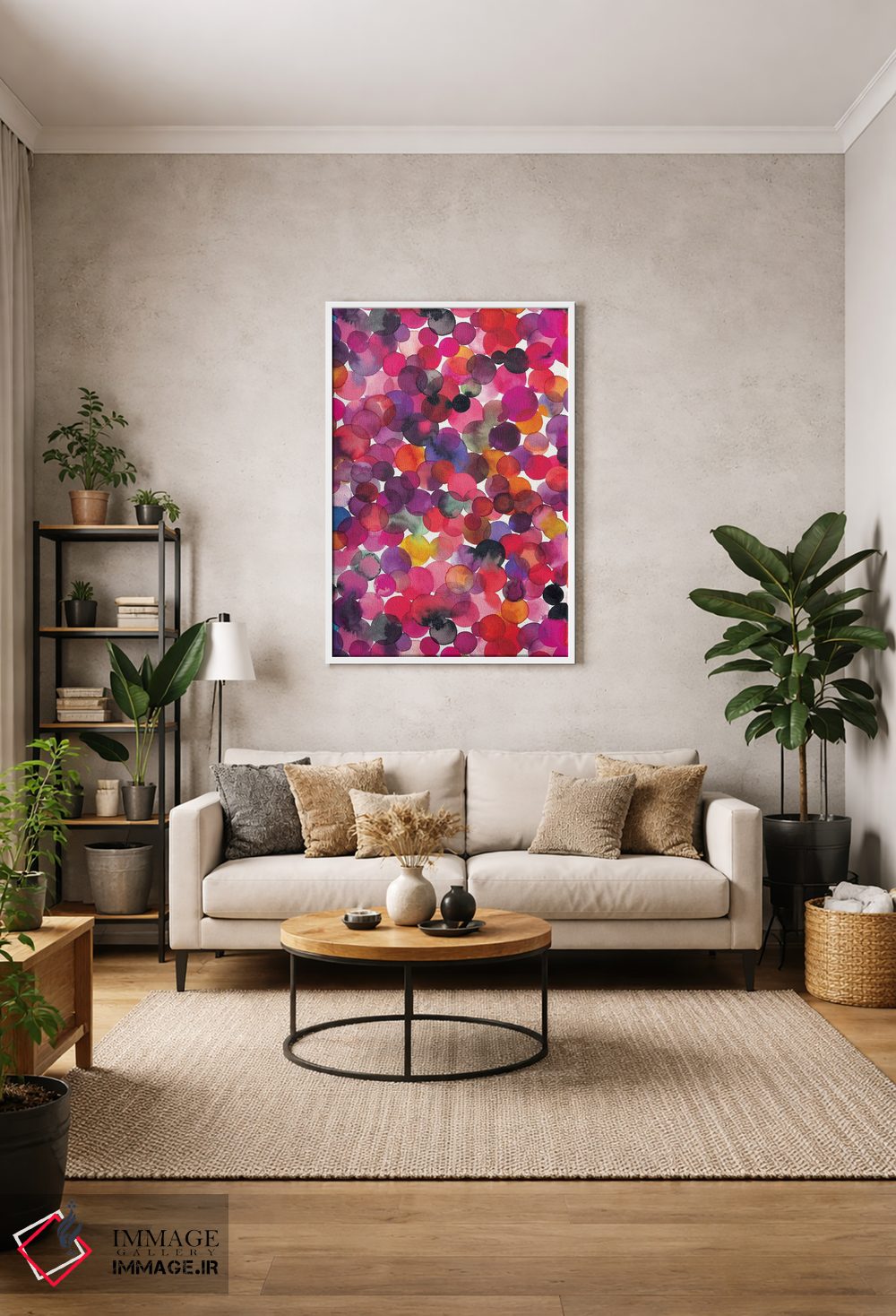 تابلو انتزاعی نقاط آبرنگی همپوشانی چندرنگ اثر نینولا دیزاین - D1W