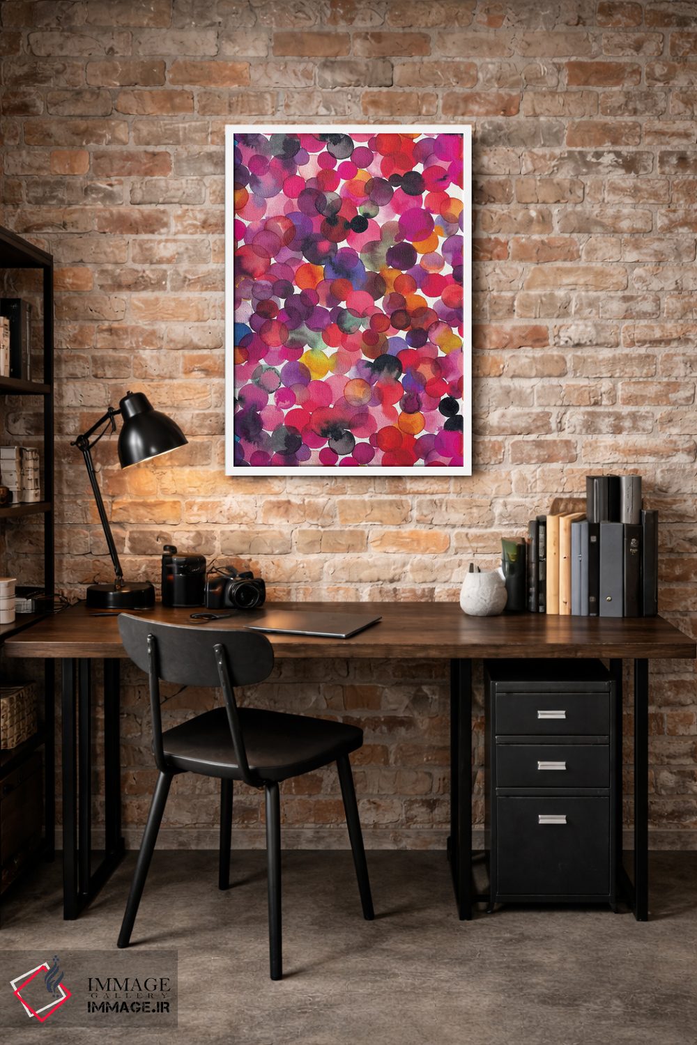 تابلو انتزاعی نقاط آبرنگی همپوشانی چندرنگ اثر نینولا دیزاین - D3W