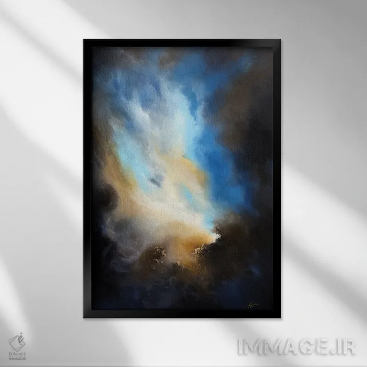 تابلو انتزاعی رهاسازی اثر نینا انگر - نمای قابدار مشکی