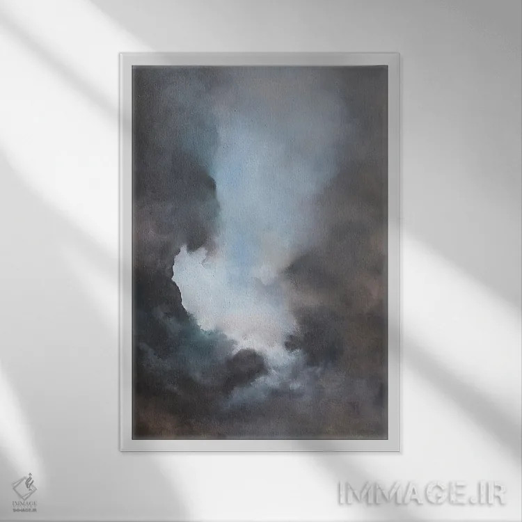 تابلو انتزاعی آزادی اثر نینا انگر - نمای قابدار سفید