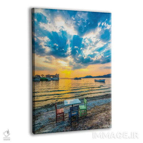 تابلو دکوراتیو غروب دریاچه ۳ اثر نجدت دوزن - نمای پرسپکتیو محصول