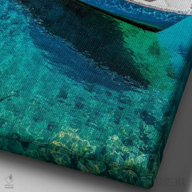 تابلو دکوراتیو آب زلال اثر نجدت دوزن - نمای نزدیک بافت بوم