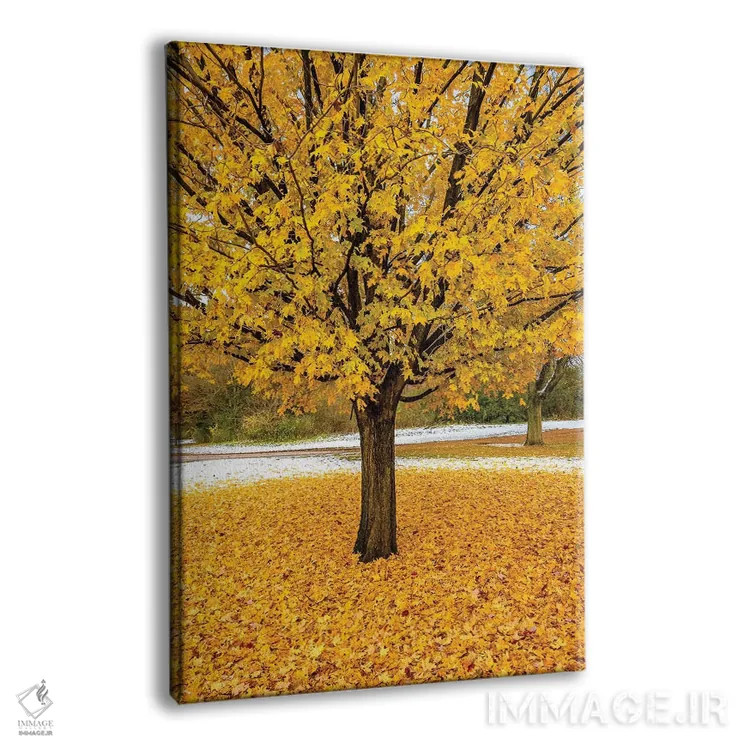 تابلو دکوراتیو شاخ و برگ زرد اثر نجدت دوزن - نمای پرسپکتیو محصول