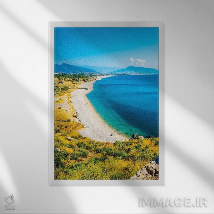 تابلو دکوراتیو دریای مدیترانه اثر نجدت دوزن - نمای قابدار سفید