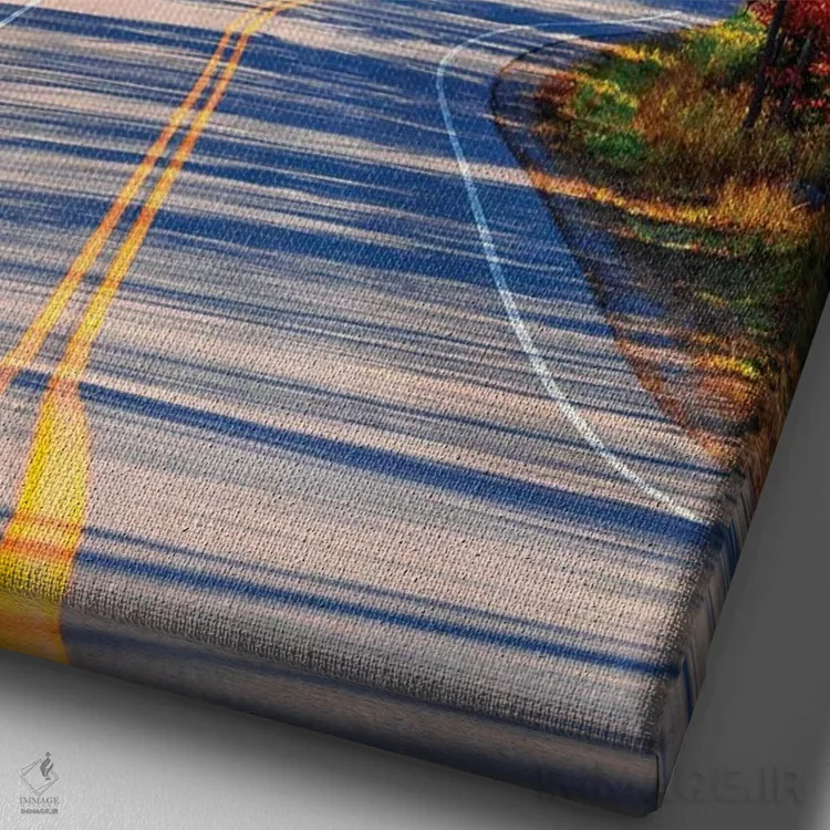 تابلو دکوراتیو جاده پیچ دار اثر نجدت دوزن - نمای نزدیک بافت بوم