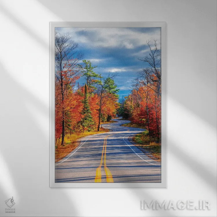 تابلو دکوراتیو جاده پیچ دار اثر نجدت دوزن - نمای قابدار سفید