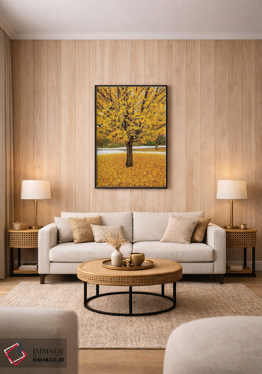 تابلو دکوراتیو شاخ و برگ زرد اثر نجدت دوزن - D1B