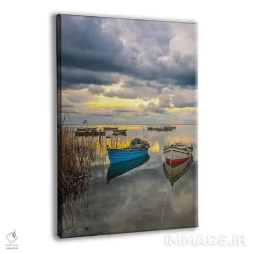 تابلو دکوراتیو ابرها و قایق ها اثر نجدت دوزن - نمای پرسپکتیو محصول