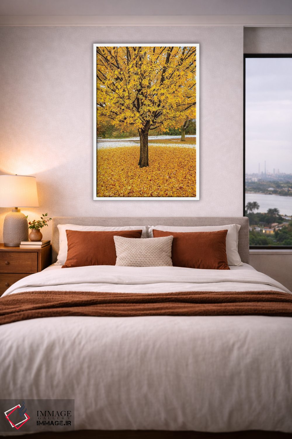 تابلو دکوراتیو شاخ و برگ زرد اثر نجدت دوزن - D3W