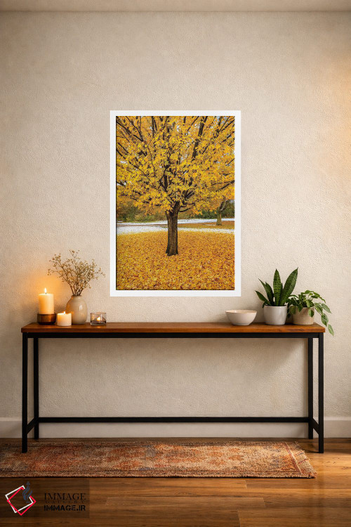تابلو دکوراتیو شاخ و برگ زرد اثر نجدت دوزن - D2W