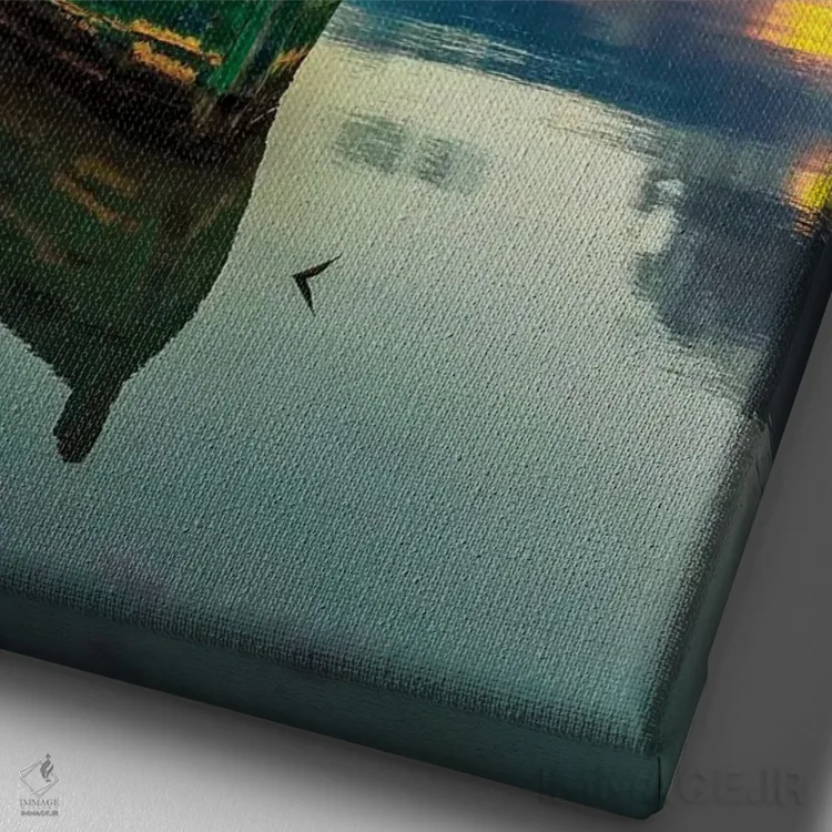 تابلو دکوراتیو دریای اژه اثر نجدت دوزن - نمای نزدیک بافت بوم