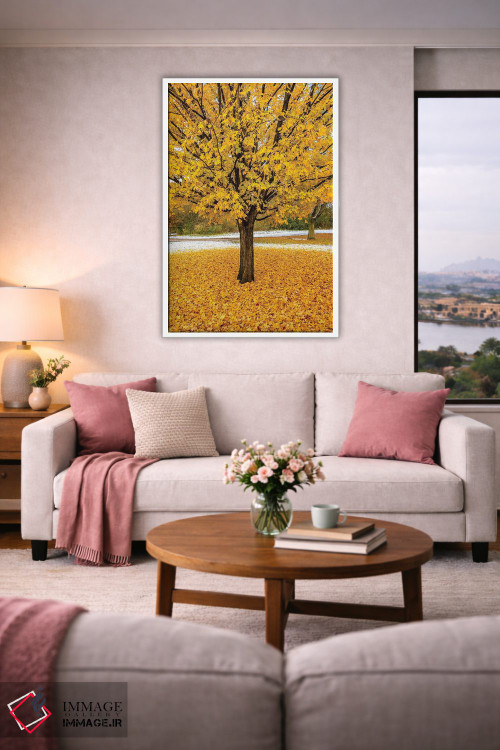 تابلو دکوراتیو شاخ و برگ زرد اثر نجدت دوزن - D4W