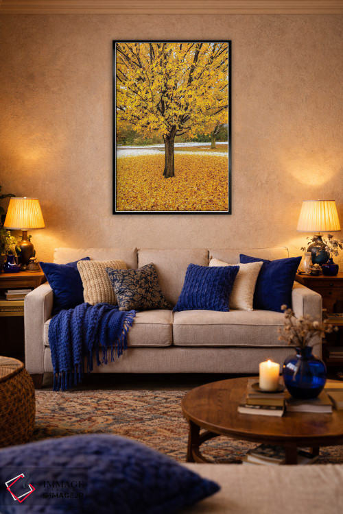 تابلو دکوراتیو شاخ و برگ زرد اثر نجدت دوزن - D5B