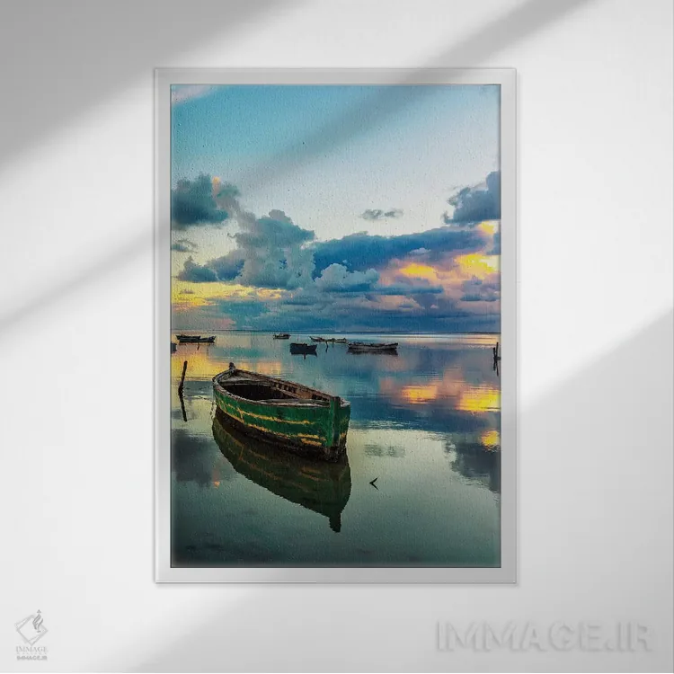 تابلو دکوراتیو دریای اژه اثر نجدت دوزن - نمای قابدار سفید