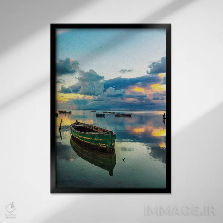 تابلو دکوراتیو دریای اژه اثر نجدت دوزن - نمای قابدار مشکی