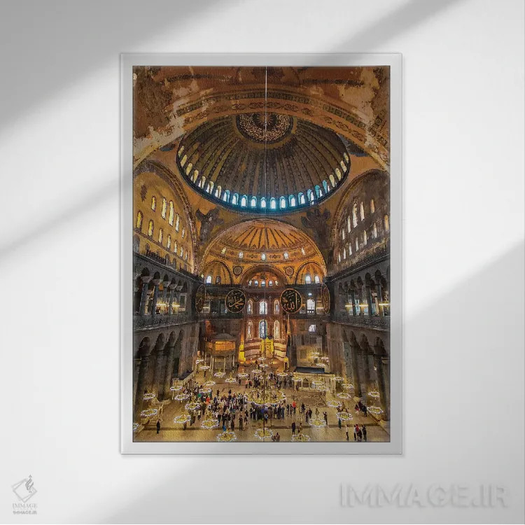 تابلو دکوراتیو ایاصوفیه اثر نجدت دوزن - نمای قابدار سفید