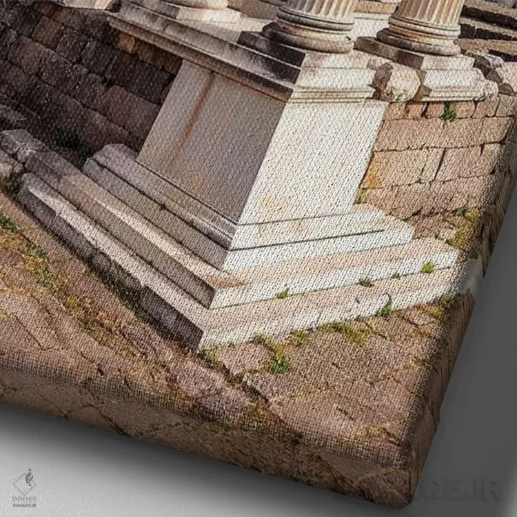 تابلو دکوراتیو معبد تراژان اثر نجدت دوزن - نمای نزدیک بافت بوم