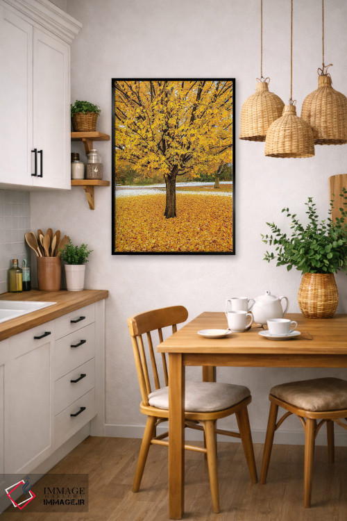 تابلو دکوراتیو شاخ و برگ زرد اثر نجدت دوزن - D6B