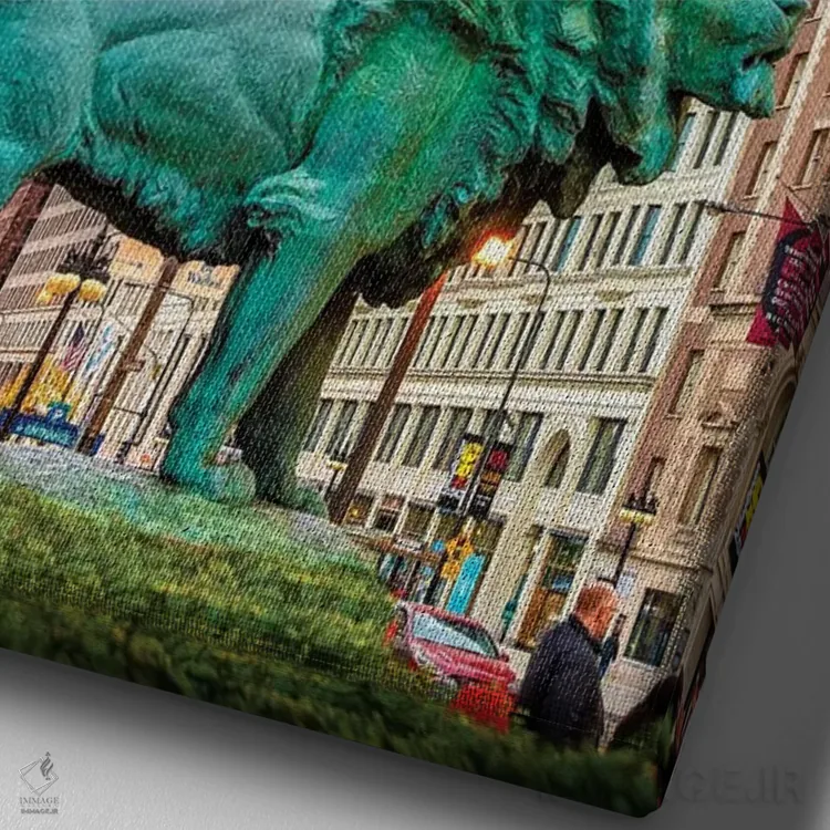 تابلو دکوراتیو شیر شیکاگو اثر نجدت دوزن - نمای نزدیک بافت بوم