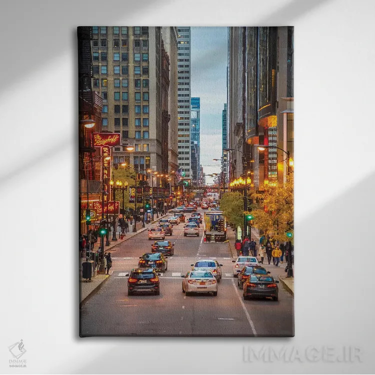 تابلو دکوراتیو ترافیک در شیکاگو اثر نجدت دوزن - نمای روبهرو روی دیوار