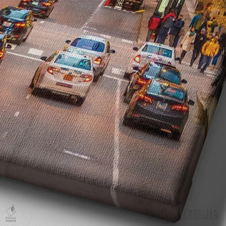تابلو دکوراتیو ترافیک در شیکاگو اثر نجدت دوزن - نمای نزدیک بافت بوم