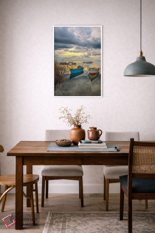 تابلو دکوراتیو ابرها و قایق ها اثر نجدت دوزن - D5W