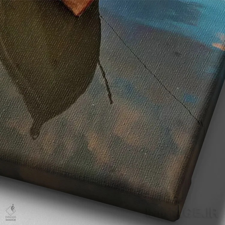 تابلو دکوراتیو تنها بودن اثر نجدت دوزن - نمای نزدیک بافت بوم