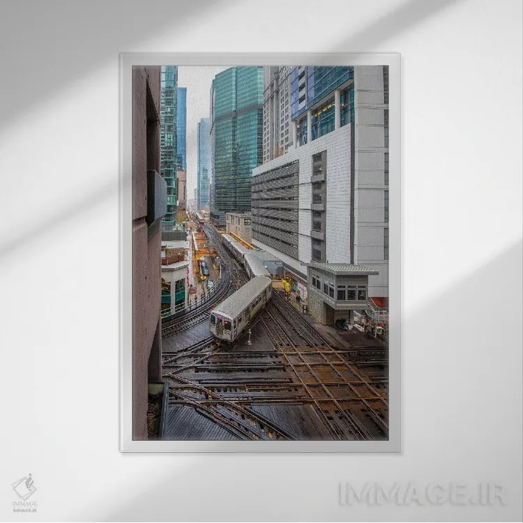 تابلو دکوراتیو لوپ شیکاگو اثر نجدت دوزن - نمای قابدار سفید