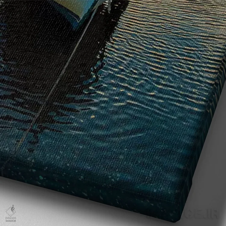 تابلو دکوراتیو پرتوهای غروب اثر نجدت دوزن - نمای نزدیک بافت بوم