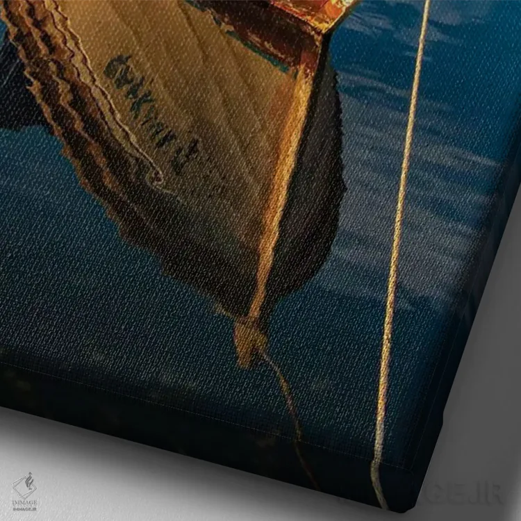 تابلو دکوراتیو انعکاس آبی اثر نجدت دوزن - نمای نزدیک بافت بوم