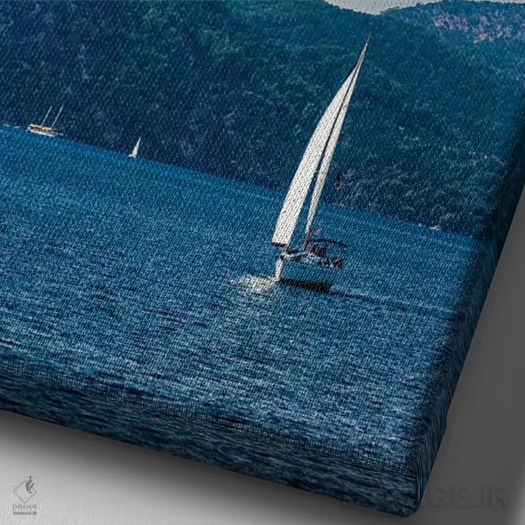 تابلو دکوراتیو دنیای آبی اثر نجدت دوزن - نمای نزدیک بافت بوم