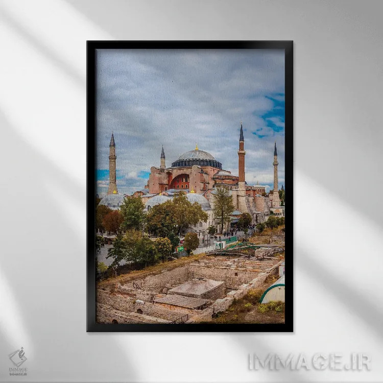 تابلو دکوراتیو Istanbul,ایاصوفیه، استانبول اثر نجدت دوزن - نمای قابدار مشکی