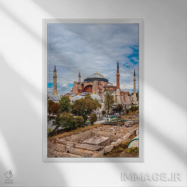 تابلو دکوراتیو Istanbul,ایاصوفیه، استانبول اثر نجدت دوزن - نمای قابدار سفید