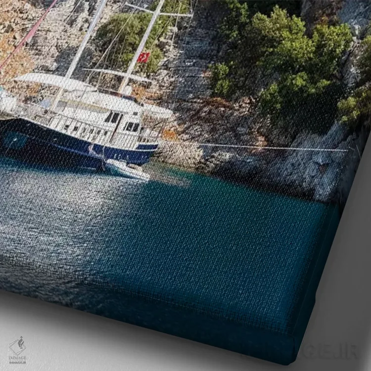 تابلو دکوراتیو قایق سواری تفریحی اثر نجدت دوزن - نمای نزدیک بافت بوم