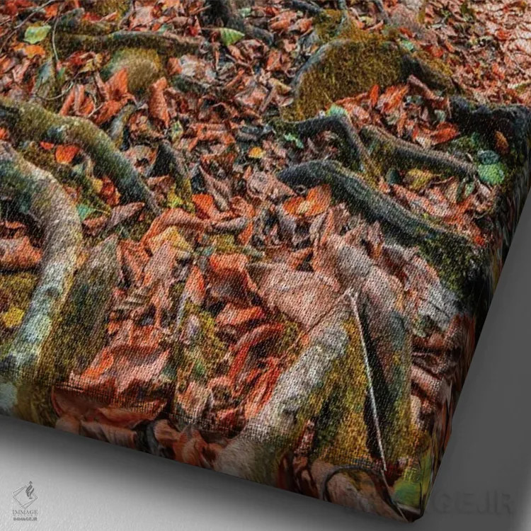 تابلو دکوراتیو آبشار اثر نجدت دوزن - نمای نزدیک بافت بوم