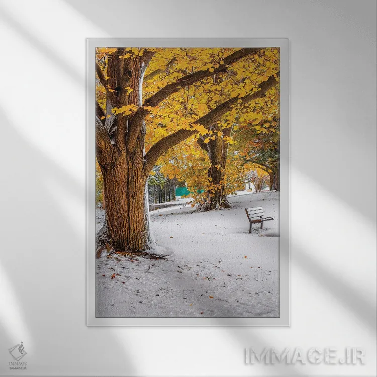 تابلو دکوراتیو پاییز و زمستان اثر نجدت دوزن - نمای قابدار سفید