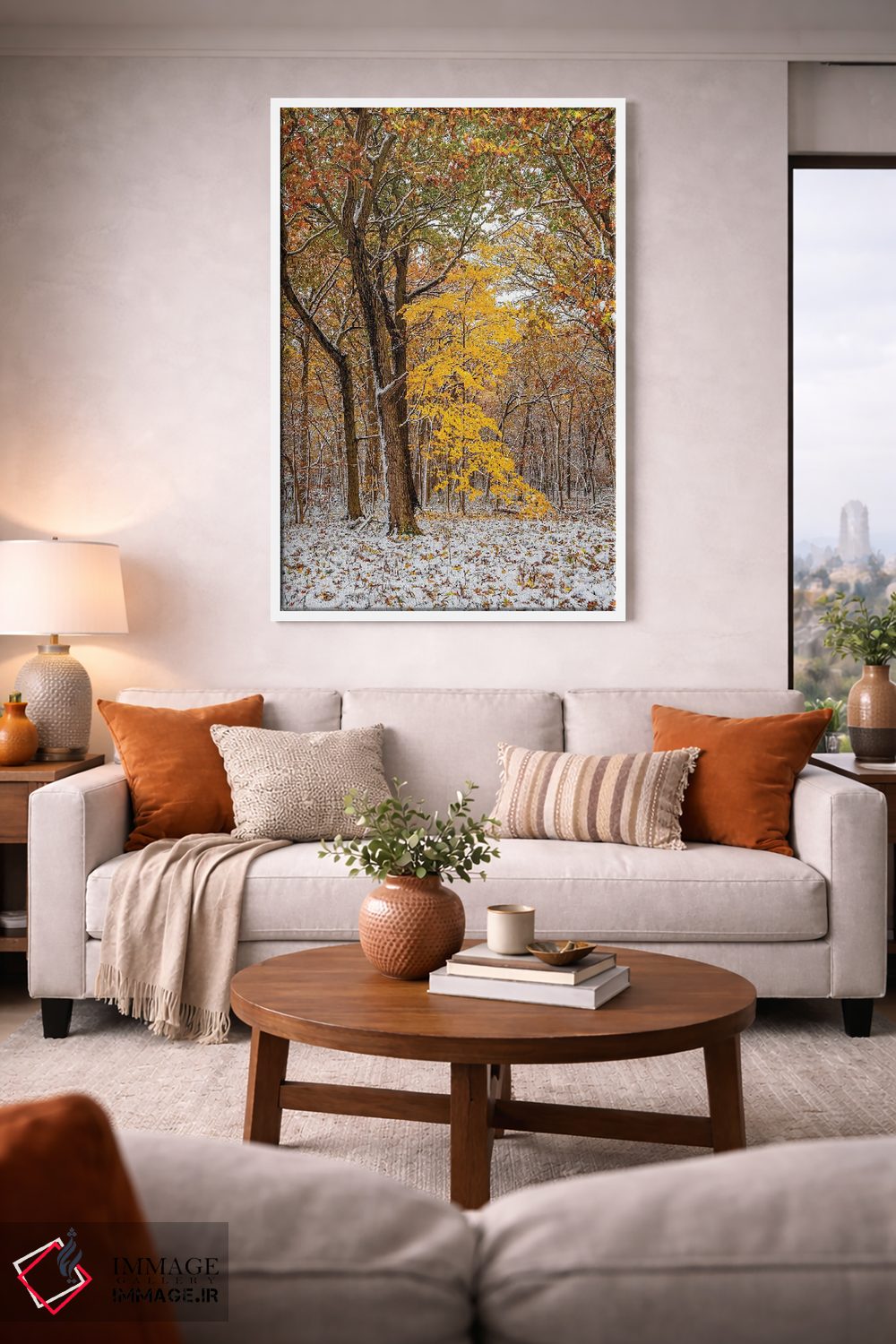 تابلو دکوراتیو سفید و زرد اثر نجدت دوزن - D1W