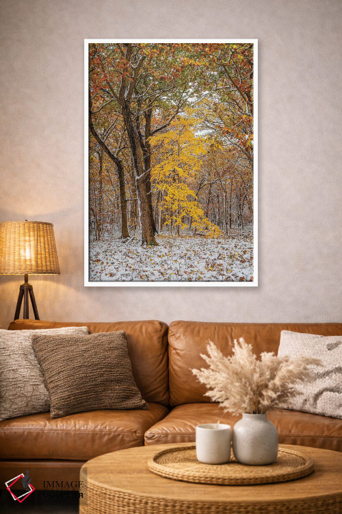 تابلو دکوراتیو سفید و زرد اثر نجدت دوزن - D4W