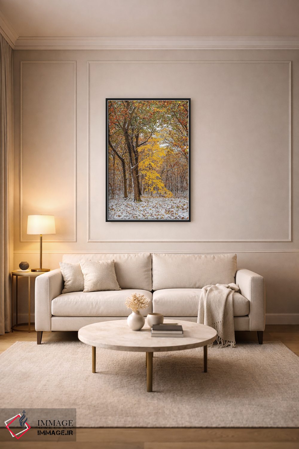 تابلو دکوراتیو سفید و زرد اثر نجدت دوزن - D6B