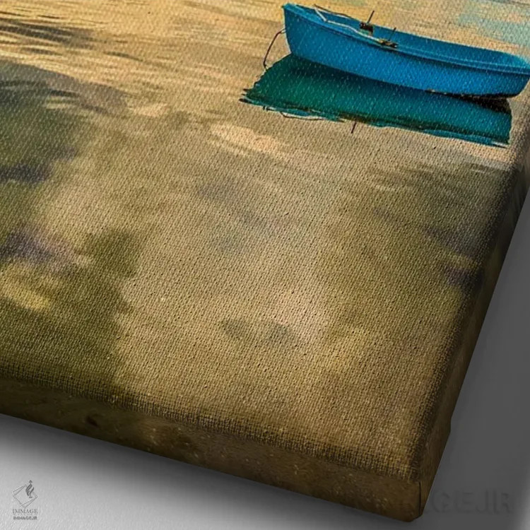 تابلو دکوراتیو قایق آبی اثر نجدت دوزن - نمای نزدیک بافت بوم