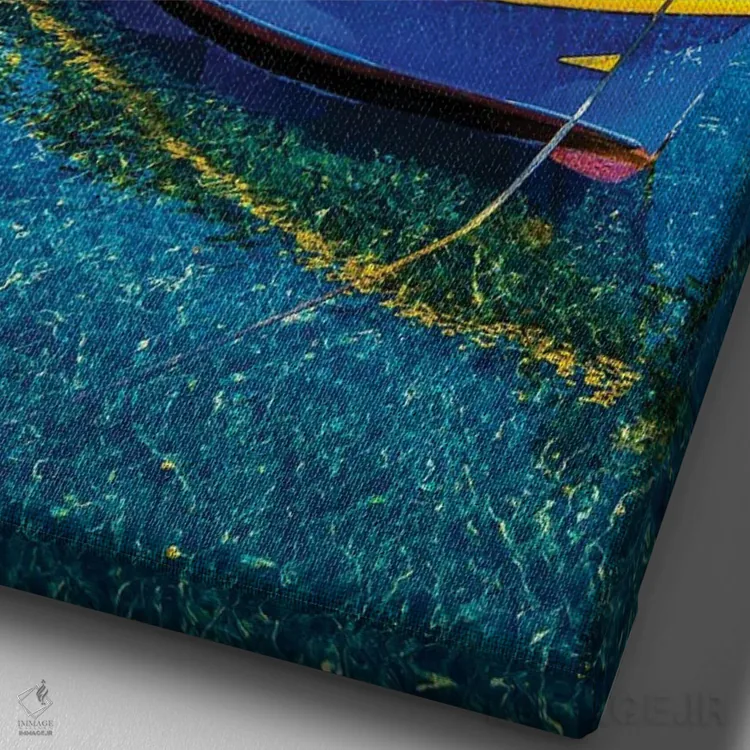 تابلو دکوراتیو قایق جزیره پاتموس اثر نجدت دوزن - نمای نزدیک بافت بوم